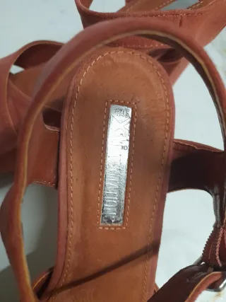 Sandalias naranjas tacón talla 38