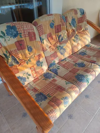 Sofá 3 plazas madera pino color miel