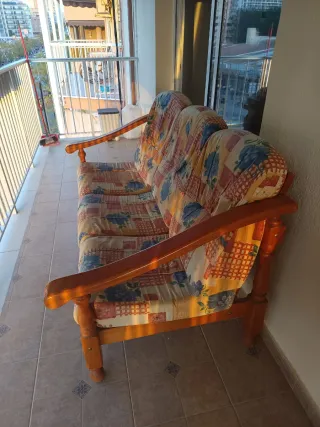 Sofá 3 plazas madera pino color miel