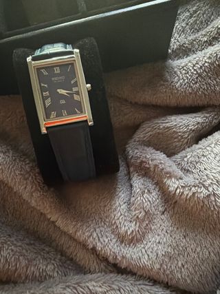 Reloj Seiko Tank Rectangular Azul Plata