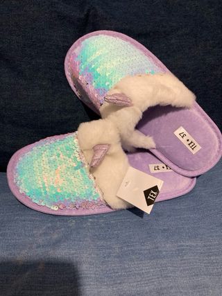 Zapatillas Unicornio Lentejuelas Malva Talla 37