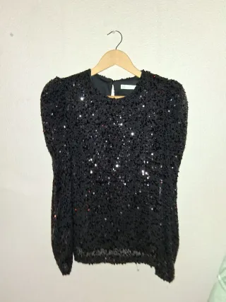 Blusón negro lentejuelas