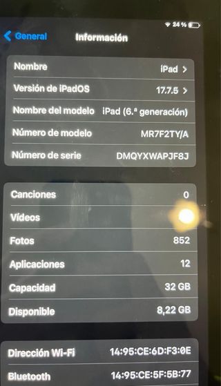 iPad 6ª Gen 32GB Plata