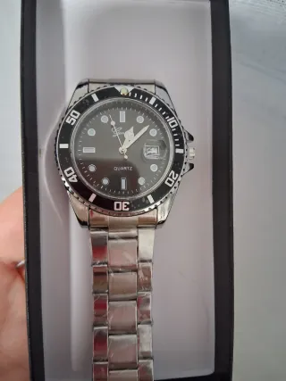 Reloj Geneva Unisex Negro y Plateado