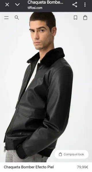 Chaqueta Bomber Efecto Piel M 40 NUEVA Tiffosi