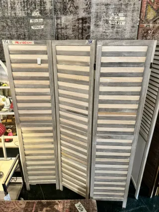 Biombo de madera blanco/beige