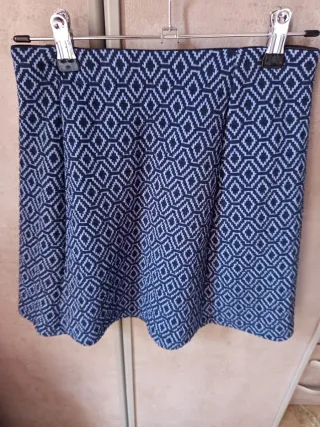 Falda Zara Estampada Geometría Azul