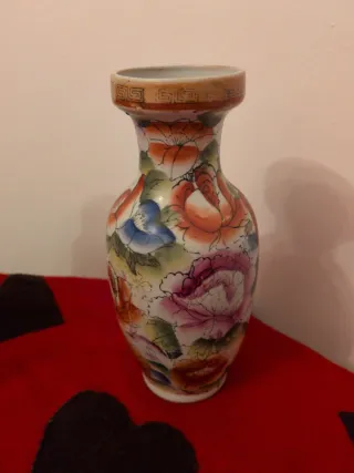 Jarrón Vintage Cerámica Flores Multicolor