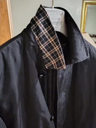 Trench uomo blu con fantasia a quadri