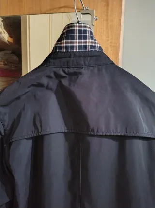 Trench uomo blu con fantasia a quadri