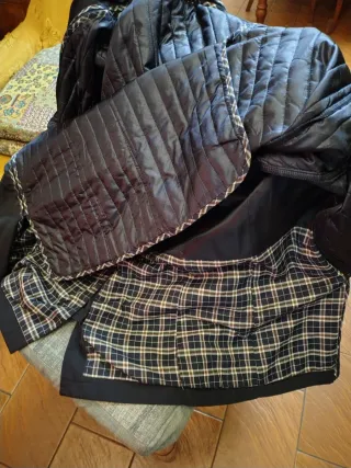 Trench uomo blu con fantasia a quadri