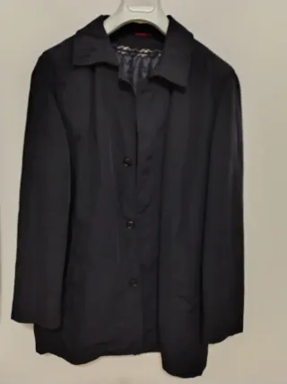 Trench uomo blu con fantasia a quadri