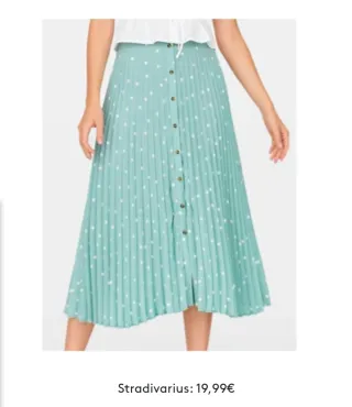 Falda larga Stradivarius color verde con lunares.