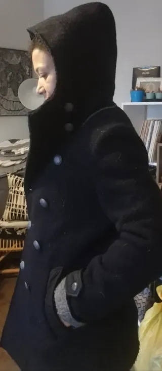 Cappotto Caban lana blu Unisex