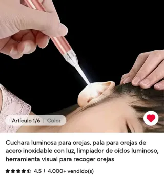 Limpiador de Oídos Luminoso Acero Inoxidable