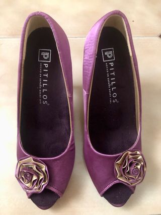 Zapatos Pitillos Talla 36 Raso Malva