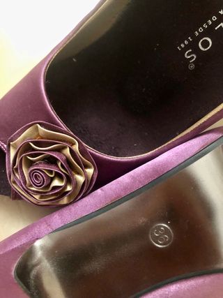 Zapatos Pitillos Talla 36 Raso Malva