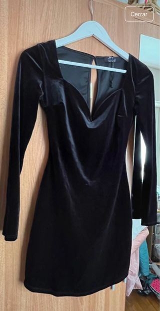 Vestido Terciopelo Negro Manga Larga