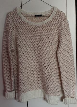 Jersey lana In Extenso beige y rosa