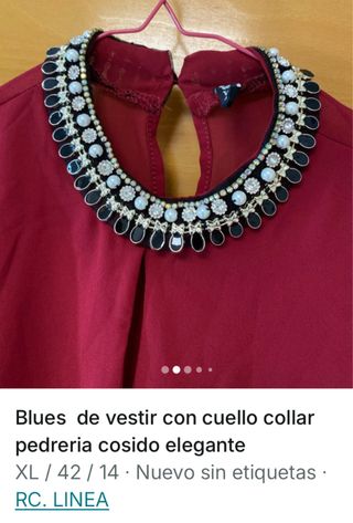Blusa fiesta cuello pedrería elegante XL