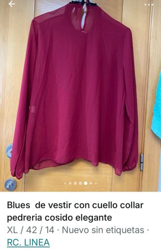 Blusa fiesta cuello pedrería elegante XL
