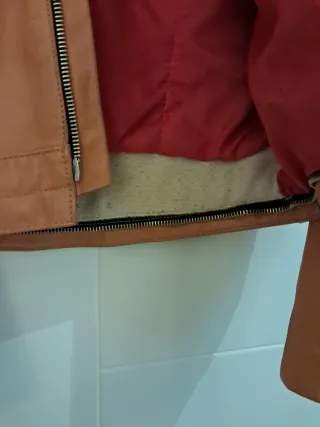 Conjunto cuero moto mujer Naranja y negro