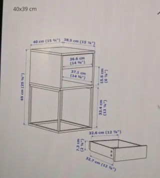 2 Mesitas de noche madera y metal