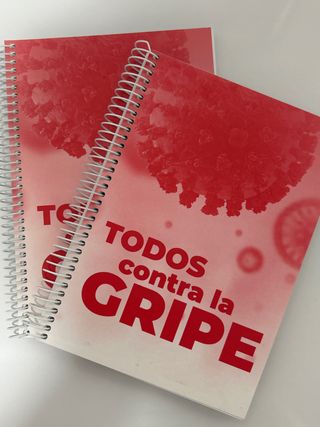 2 Cuadernos Espiral Rojo Virus Gripe
