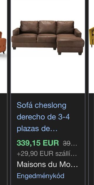 Sofá  cheslong marrón Maisons du Monde