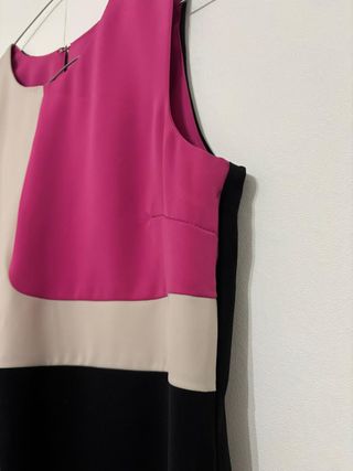 Vestito donna taglia 46 beige e fucsia