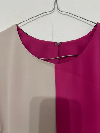 Vestito donna taglia 46 beige e fucsia