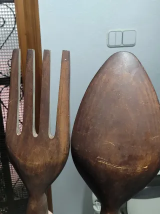 Cubiertos madera decorativos años 70