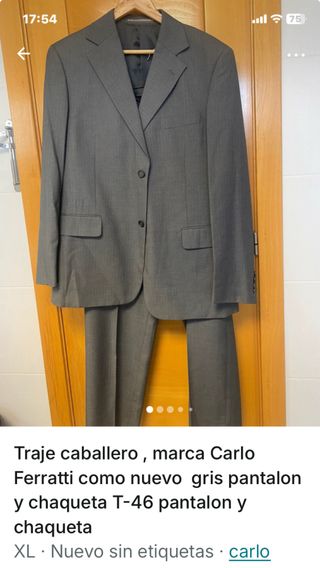 Traje Carlo Ferratti Gris T-46 Pantalón Chaqueta