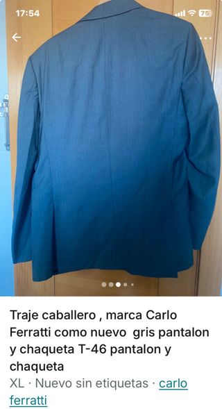 Traje Carlo Ferratti Gris T-46 Pantalón Chaqueta