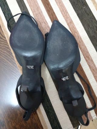 Zapatos Zara Talla 39 Tela Pedrería Tacón 9cm