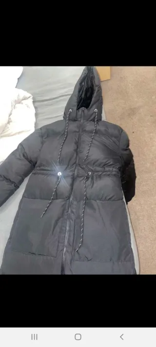 Abrigo largo negro mujer talla xl pero pequeña