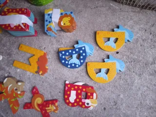 Lote 69 letras madera animales 7-9.5 cm (LEER)