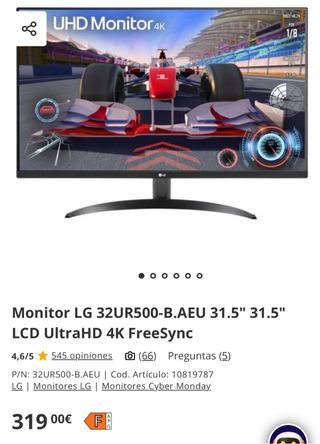 Monitor LG 32 UHD 4K FreeSync