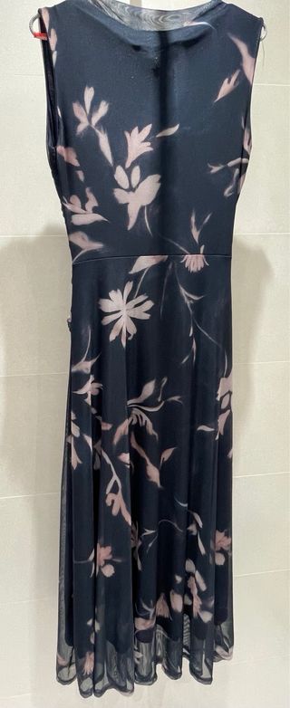 VESTIDO DRAPEADO DE TUL CON ESTAMPADO FLORAL AZUL