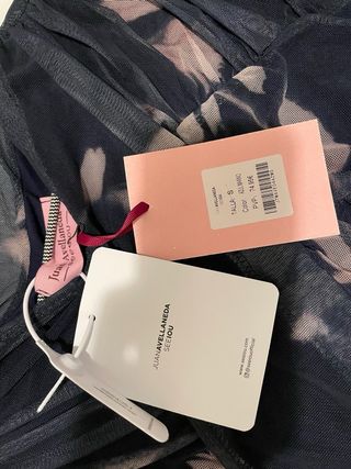 VESTIDO DRAPEADO DE TUL CON ESTAMPADO FLORAL AZUL