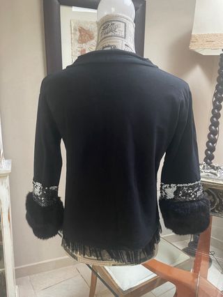 Sudadera italiana negra lentejuelas T.S/M