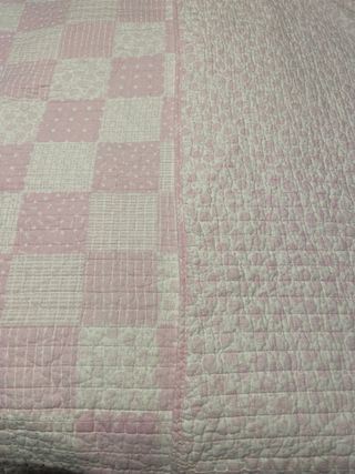 Colcha Cama 90 Rosa y Blanca