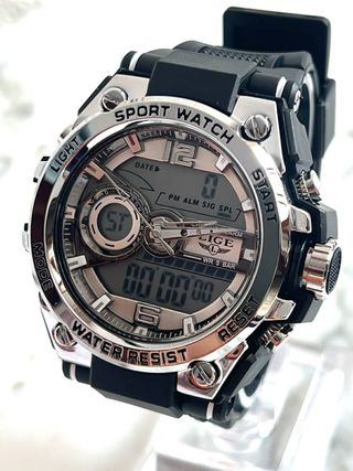 Reloj LIGE Deportivo Hombre Negro/Plata