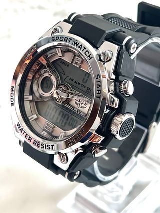 Reloj LIGE Deportivo Hombre Negro/Plata