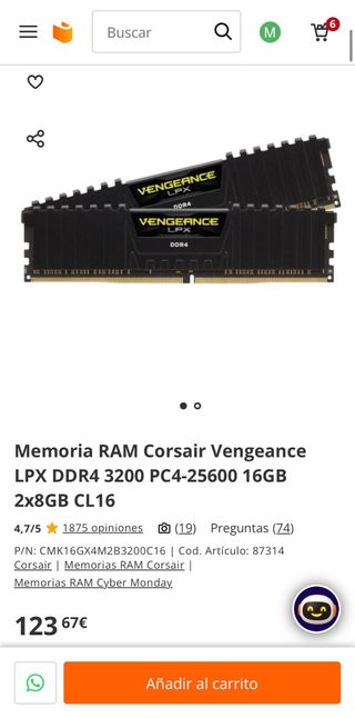 Corsair Vengeance LPX DDR4 16GB (2x8GB) 3200MHz