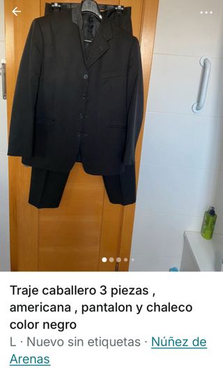 Traje de caballero 3 piezas negro Talla L