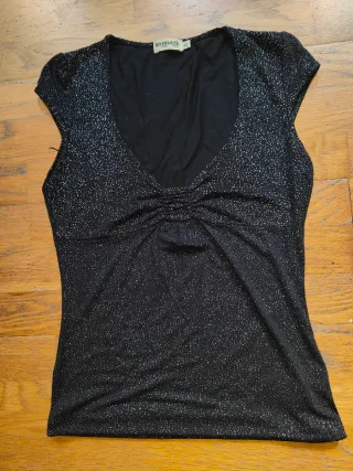 Top fiesta negro y plata sin mangas Fórmula Jov