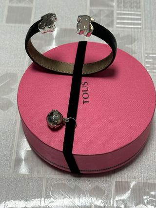 Pulsera Tous Cuero y Osos Plata
