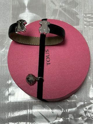 Pulsera Tous Cuero y Osos Plata