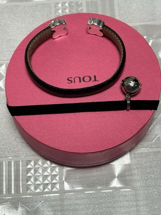 Pulsera Tous Cuero y Osos Plata